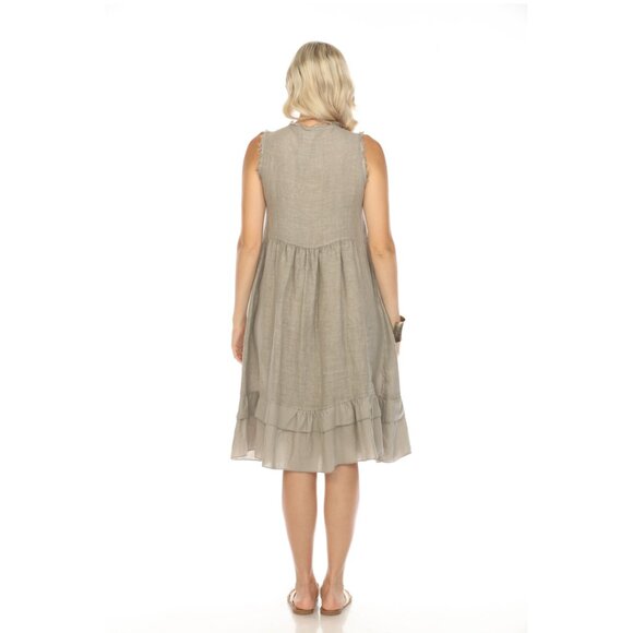Taupe Frayed Style Ruffle Hem Dress - Picture 5 of 10